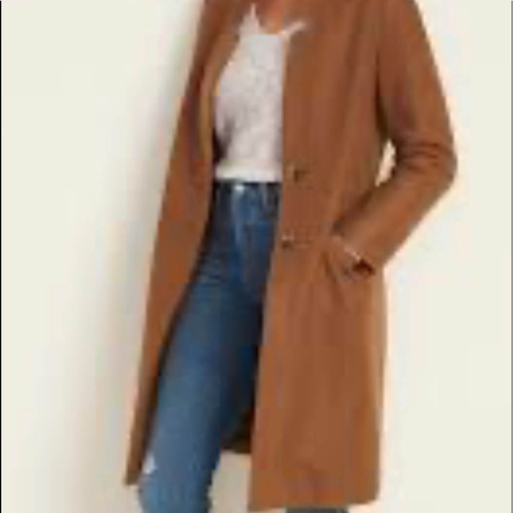 Relaxed soft brushed wool blend long-line coat